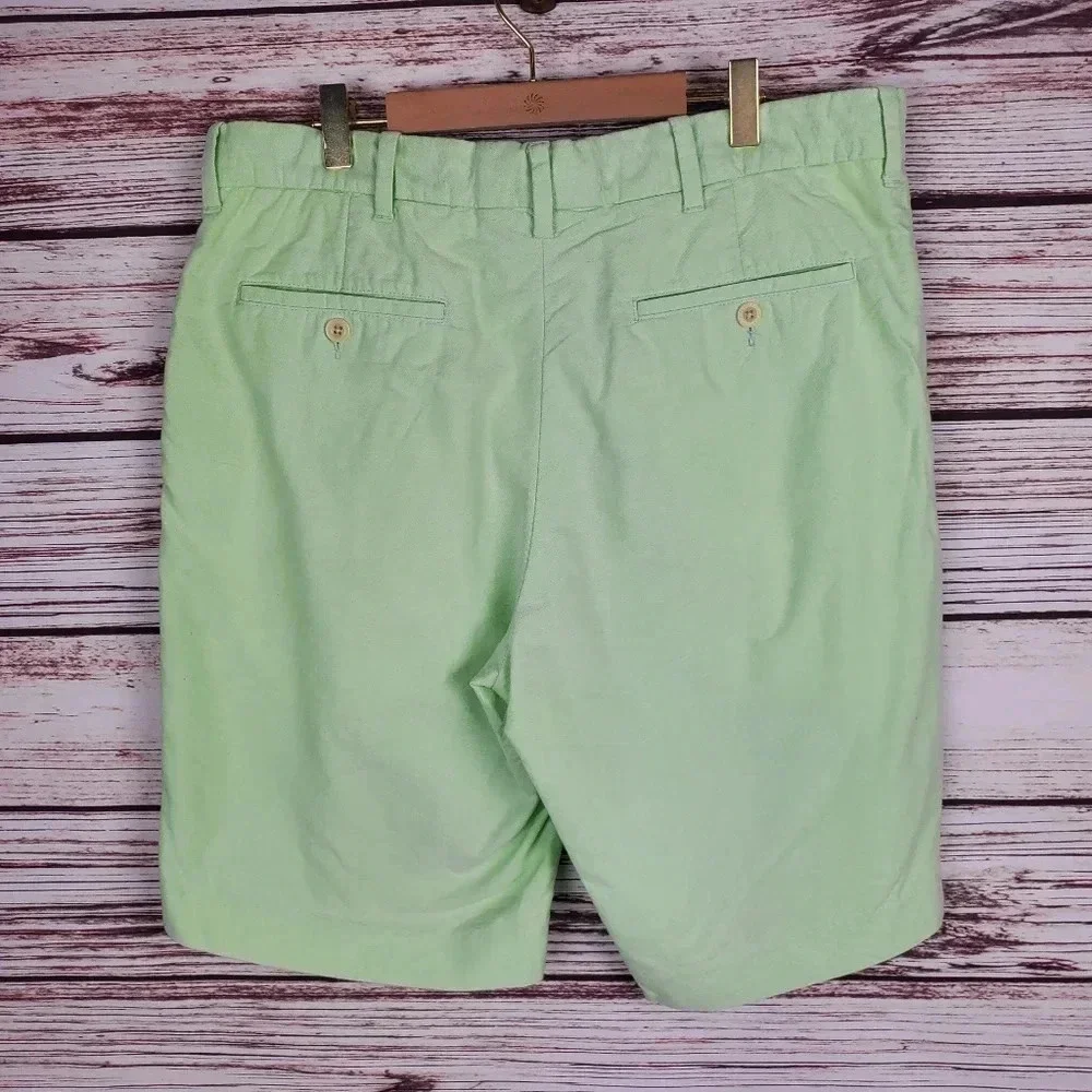 POLO Ralph Lauren Mens Size 34 Light Green Cotton Flat Front Chino Shorts   #175
